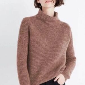 42. Madewell Brown Ribbed Turtleneck Sweater